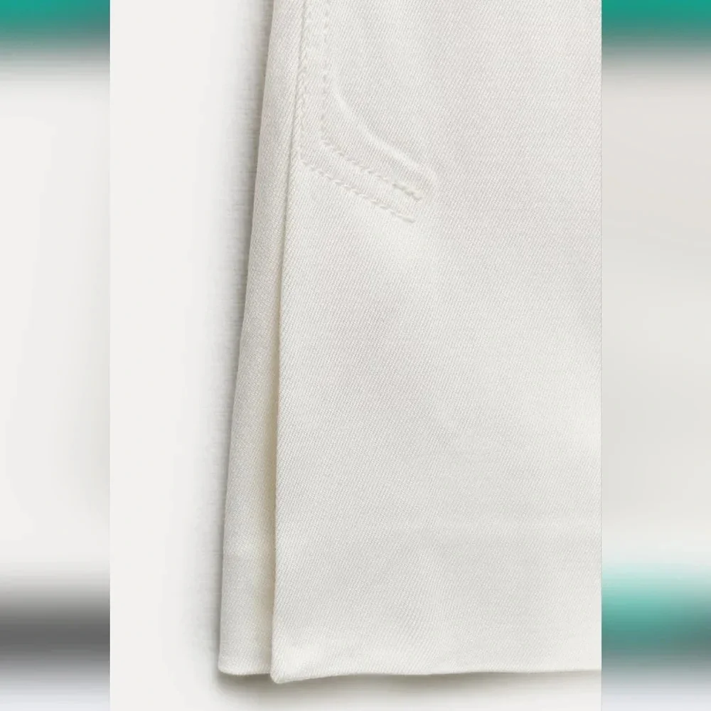Zara ZW Collection White Tailored Stretch Ankle Cropped Pants NWT Size S
